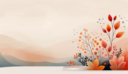 Wall Mural - Autumn Leaves and White Platform