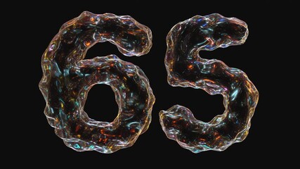 Poster - Number 65 animation isolated on black background