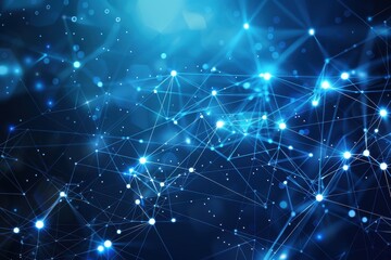 Poster - Connection of lines and dots background illustration. Global data transfer server technology image