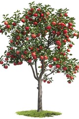 Wall Mural - A full-grown apple tree with ripe red apples hanging from the branches