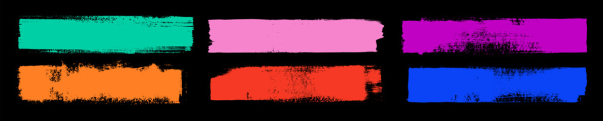 Leinwandbilder - Straight line vector thick brush strokes. Bright abstract line marks kit. Hand drawn stripes, smears. Urban rough paint brushstrokes set. Rough grunge effect paint texture. Sketch rectangle text boxes