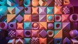 © Kartik - individuality of matching colored shapes each row with 3d render