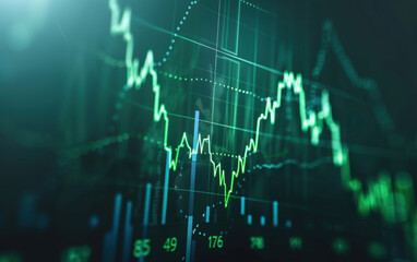 Poster - Abstract financial background with glowing stock market graph and charts. Concept of trading, finance, business analytics, and market research.