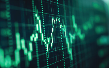 Poster - Close-up of stock market graph with data charts, showing economic trends and financial analysis in a corporate business setting.