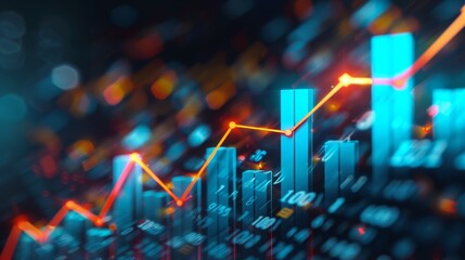 Aufkleber - An arrow line chart for business development that helps a stable business grow beyond the normal limits. - An arrow line chart for profit development that increases - A 3D arrow line chart that