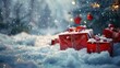 © redflower - Snowy Tree and Wrapped Christmas Gifts Below