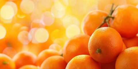 Wall Mural - A bunch of oranges are piled on top of each other. The oranges are bright orange and appear to be fresh. The image has a bright and cheerful mood, as the oranges are a symbol of health and vitality