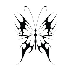 Poster - Neo tribal y2k gothic style tattoo. Cyber sigilism butterfly design. Vector illustration