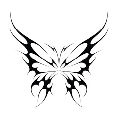 Sticker - Neo tribal y2k gothic style tattoo. Cyber sigilism butterfly design. Vector illustration