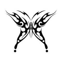 Wall Mural - Neo tribal y2k gothic style tattoo. Cyber sigilism butterfly design. Vector illustration