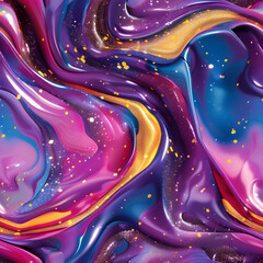 Aufkleber - Abstract colorful wavy pattern with golden glitters background