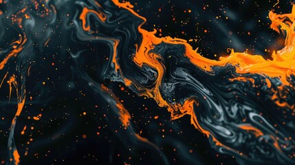 Wall Mural - A close-up shot of a mysterious black and orange liquid