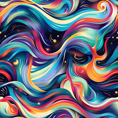 Fototapete - Colorful abstract pattern flowing like waves in the universe
