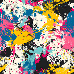 Poster - Colorful abstract pattern exploding with brushstrokes and splatter