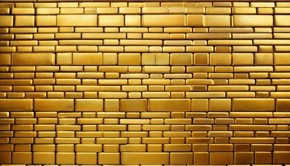 Sticker - gold brick wall texture or background a wall of shiny gold weave blocks