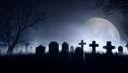 Sticker - gravestones and graves in the cemetery at night halloween background