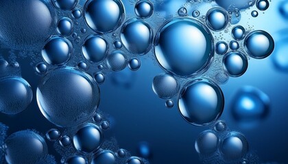 Wall Mural - dark blue abstract background bubbles in transparent liquid