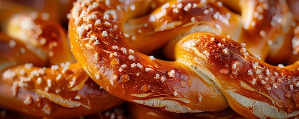 Wall Mural - Close-up of a traditional Bavarian pretzel with a golden-brown crust.