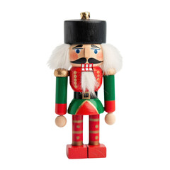 Colorful wooden nutcracker doll with intricate details, perfect for holiday decorations and festive celebrations.