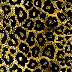 Aufkleber - Golden leopard print pattern shining with glamour and luxury