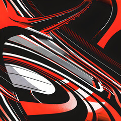 Poster - Abstract red black and white pattern creating dynamic composition