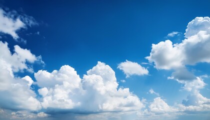 Canvas Print - summer s blue sky with fluffy white clouds