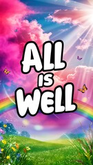 all is well colorful background (T-shirt Design Motivational Quote, Illustration ,Typography)