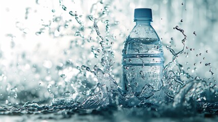 Poster - Water Bottle Splashing in a Pool of Water