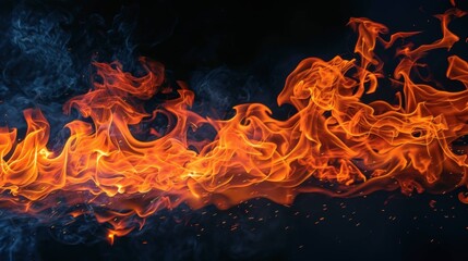 Poster - Fiery Abstract with Orange Flames and Blue Smoke