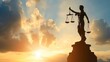© Vikarest - Lady Justice Silhouette at Sunset with Golden Clouds Illustration