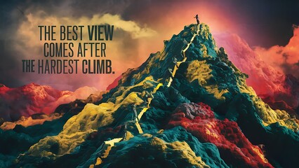 The best View Comes After the Hardest Climb (T-shirt Design Motivational Quote, Illustration ,Typography)