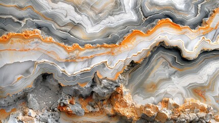 Poster - Mesmerizing Agate Texture with Vibrant Orange Swirls