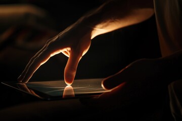 Poster - A person holding and interacting with a tablet device