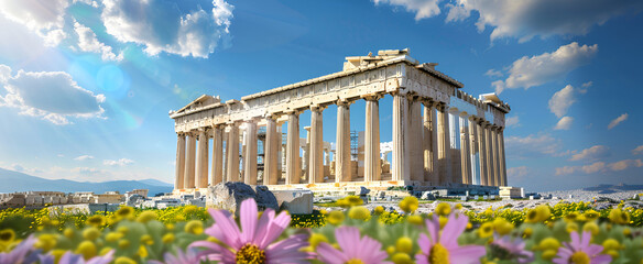 Poster - Beautiful illustration of Athena's temple