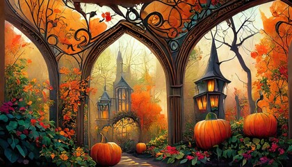 Canvas Print - halloween pumpkin background