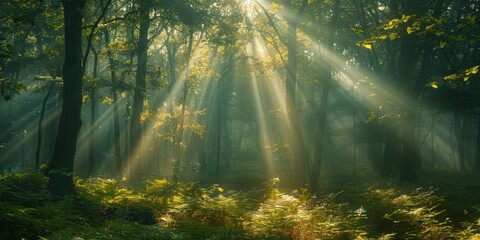 Poster - Enchanting Sunlight in the Lush Forest Landscape