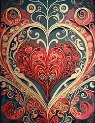 Wall Mural - heart with floral pattern