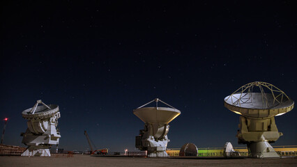 Radio telescope array ALMA in the atacama desert, Chile