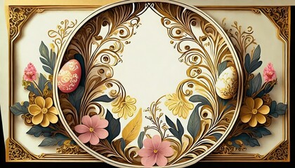 Wall Mural - easter eggs and flowers