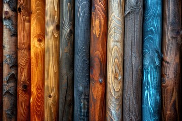 Poster - Close up of a Variety of Stained Wooden Logs