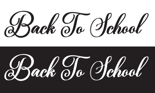 Back To School typography clip art design on plain white and black isolated background for card, shirt, hoodie, sweatshirt, apparel, tag, mug, icon, poster or badge. Vector illustration. EPS 10