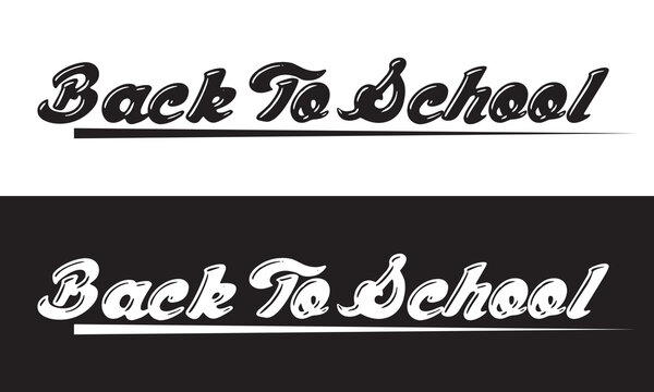 Back To School typography clip art design on plain white and black isolated background for card, shirt, hoodie, sweatshirt, apparel, tag, mug, icon, poster or badge. Vector illustration. EPS 10