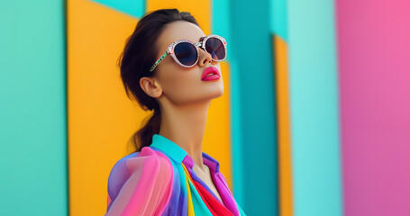 Wall Mural - A stylish woman in sunglasses 