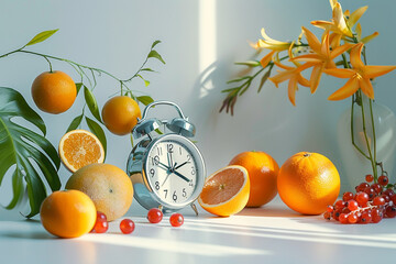 A minimalistic image with a clock set to morning hours