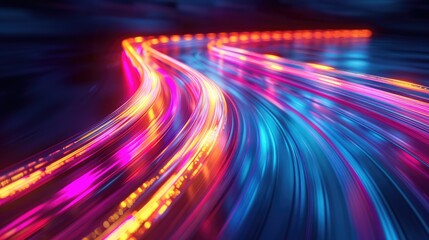 Holographic light trails in a vibrant color palette