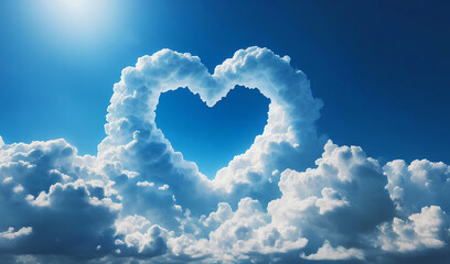 Wall Mural - This is a heart-shaped cloud in a blue sky