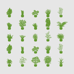 Wall Mural - set of plants vector silhouette