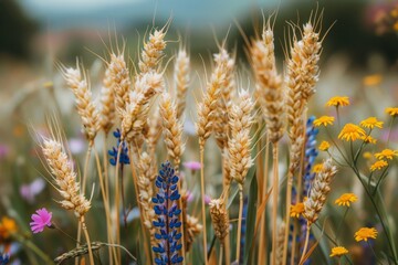 Wild flowers in a wheat field