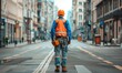 © Daniela - A construction worker in a safety vest and helmet stands at a building site in an urban area, amidst cranes and equipment, embodying progress, development, and hard work