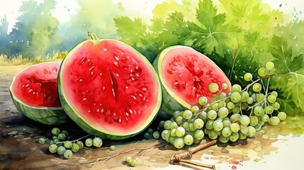 Wall Mural - watermelon on the table